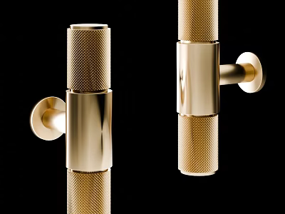 Modern Brushed Gold Door Handles With Textured Surface For Home Decor 3d model