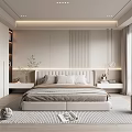 Modern Minimalist Bedroom Interior Design With Neutral Tones Bed Nightstands Rug And Large Window