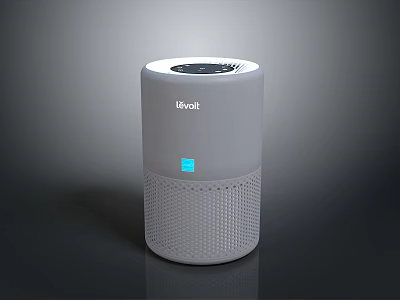 Levoit White Cylindrical Air Purifier With Blue Indicator For Computer Workspace 3d model