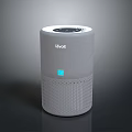 Levoit White Cylindrical Air Purifier With Blue Indicator For Computer Workspace 3d model