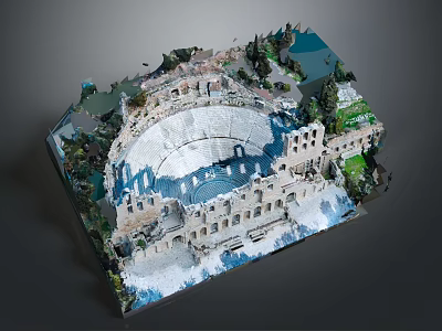 Detailed Ancient Roman Colosseum Model with Architectural Details and Natural Landscape 3d model
