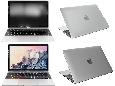 Apple MacBook Laptop With Various Angles Sleek Silver Design And Retina 3d model