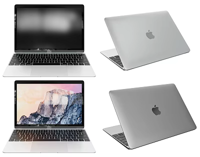 Apple MacBook Laptop With Various Angles Sleek Silver Design And Retina 3d model