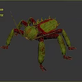3D Rendered Fantasy Insect Creature With Green Red Exoskeleton And Spiked Legs