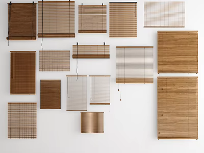 Various Styles Of Window Blinds With Different Materials For Home Decor 3d model