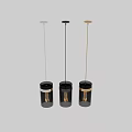 Three Modern Minimalist Pendant Lights With Transparent Glass Shades Metal Frames And Vintage Bulbs