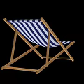 Tech Exhibition Hall Lounge With Blue White Striped Wooden Deck Chairs Design