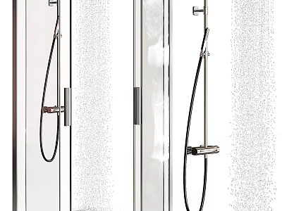 Modern Shower Sauna Interior Design With Glass Doors And Steam Shower Equipment 3d model