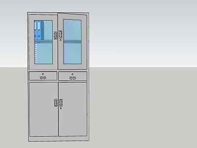 Elegant Modern Bookcase Design With Glass Doors Drawers And Storage Space 3d model