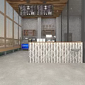 Modern Industrial Style Reception Area With Comfortable Dining Seats And Full Height Glass Partitions