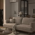 Comfortable Light Beige Fabric Double Seater Sofa For Warm Modern Minimalist Living Room Decoration