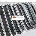 Various Modern Escalators With Different Designs And Metallic Finishes For Commercial Use