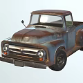 Vintage Rusty Blue Pickup Truck with Classic Design and Open Bed