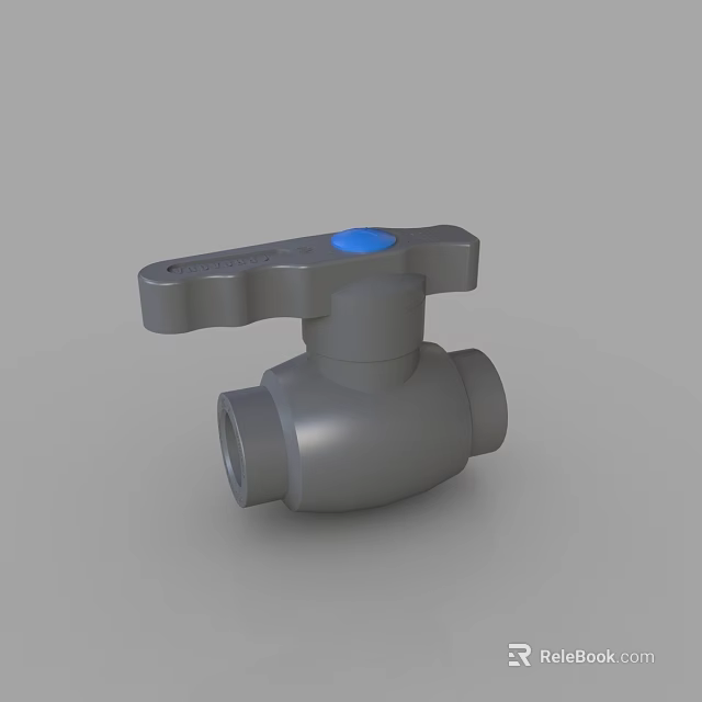 Gray Gate Valve With Blue Handle And Durable Industrial Design Features 3d model 