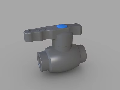 Gray Gate Valve With Blue Handle And Durable Industrial Design Features 3d model
