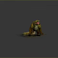 Game Movie Character With Green Orange Skin Sharp Teeth And Lily Pads In Muddy Water