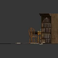 Architectural Interior Featuring Wooden Table Chair Bookshelf And Scattered Papers On Rug