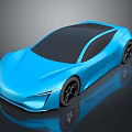 Shiny Blue Concept Car With Sleek Modern Design And Aerodynamic Body
