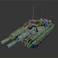 Futuristic Battle Tank With Dual Cannons Metallic Armor And Antennas Design