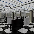 Luxurious Piano Showroom With Grand Piano Chandeliers Marble Floor And Display Cabinets