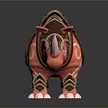 Red Rhino With Decorative Saddle And Ornamental Patterns In Fantasy Design