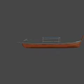 Traditional Wooden Boat With Blue Canopy And Outboard Motor For Water Travel