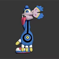 Cute Game And Movie Character With Blue Jacket Long Arms Pink Tongue And White Shoes