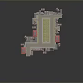 Traditional Architectural Complex 3D Model With Central Courtyard And Red Roofed Buildings