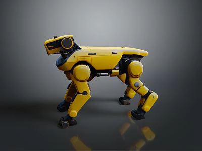 Yellow Robotic Dog Quadruped Robot With Mechanical Legs And Modern Design 3d model