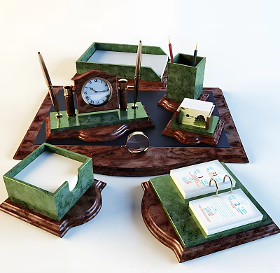 Office Supplies 3D Model Office Calendar Classical Alarm Clock Pen Office Supplies 3d model