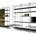 Modern Metal Frame Multi Tier Shelving Unit For Interior Storage And Decor