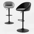 Modern Gray And Black Swivel Bar Stools With Upholstered Seats And Round Base