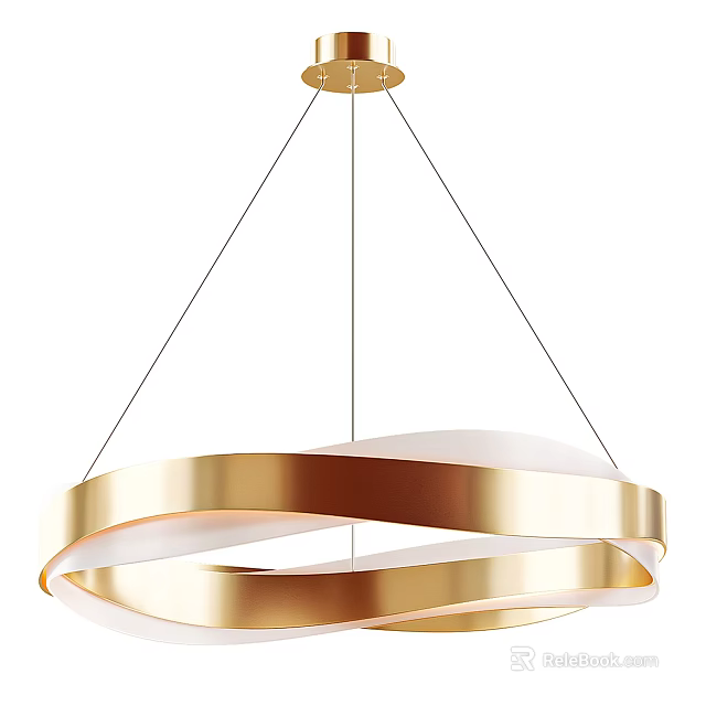 Modern Gold Twisted Ring Chandelier with Elegant Circular Design and Soft Lighting 3d model 