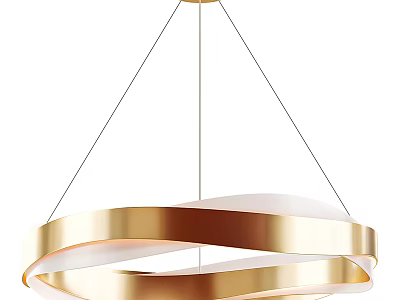 Modern Gold Twisted Ring Chandelier with Elegant Circular Design and Soft Lighting 3d model