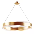 Modern Gold Twisted Ring Chandelier with Elegant Circular Design and Soft Lighting
