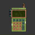 Electronic Device Green Calculator With Pink Buttons Digital Display And Stylish Design