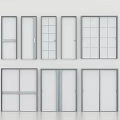 Modern Sliding Doors Design With Various Glass Panel Styles And Metal Frames 3d model