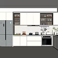 Modern Kitchen Interior Design With White Cabinets Refrigerator Oven Countertop And Window