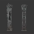 Industrial Metal Frame Structure With Square Panels And Support Beams