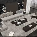 Modern Sectional Sofa And Coffee Table Set With Pillows Floor Lamp And Area Rug