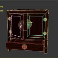 Traditional Wooden Cabinet With Open Door Gold Metal Hardware And Drawer