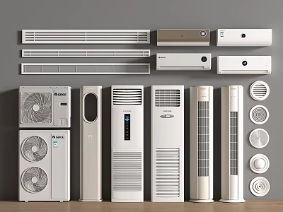 Various Wall Mounted Standing and Table Air Conditioners and Fans with Modern Designs 3d model