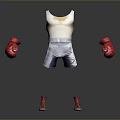 White Tank Top Gray Shorts With Red Boxing Gloves And Shoes