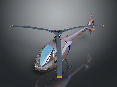 Modern Helicopter 3D Model With Sleek Body Rotor Blades And Transparent Cockpit 3d model