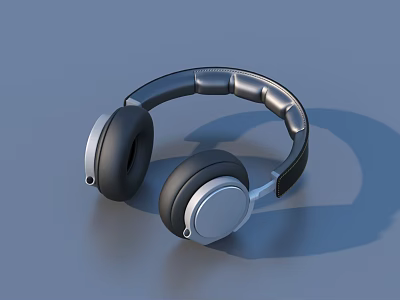 Modern Over Ear Headphones With Soft Ear Cushions And Leather Headband 3d model