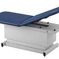 Adjustable Medical Examination Table With Blue Mattress And Stable White Base Structure 3d model
