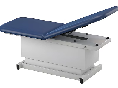 Adjustable Medical Examination Table With Blue Mattress And Stable White Base Structure 3d model