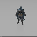 Detailed 3D Batman Figure with Gray Blue Armor Yellow Utility Belt and Cape Standing Pose