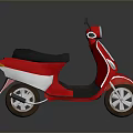 Red Scooter With Black Seat Modern Design Sleek Body And Headlight Wheels