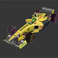 Yellow Singapore Formula Race Car With Aerodynamic Body And Sponsor Logos